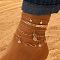 Alloy Multi layer Star Infinity Pineapple Charm Anklets Sets, Golden, 9-1/8 inch(230mm)