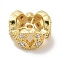 Rack Plating Brass Micro Pave Cubic Zirconia Spacer Beads, Long-Lasting Plated, Lead Free & Cadmium Free, Flat Round, Real 18K Gold Plated, 10x5mm, Hole: 1mm