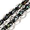 Handmade Dichroic Foil Glass Beads Strands, Oval, Black, 10x14mm, Hole: 1.6mm, about 28pcs/strand, 15.35''(39cm)