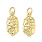 Brass Pendants, Oval Charms, Long-Lasting Plated, Rack Plating, Lead Free & Cadmium Free, Real 18K Gold Plated, 16x8x4mm, Jump Ring: 5x1mm, 3.4mm Inner Diameter