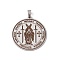 Non-Tarnish 304 Stainless Steel Seven Archangels Pendants, Flat Round with Wing Pattern, Stainless Steel Color, 38x35x1.5mm, Hole: 7.5x4mm