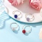 Handmade Polymer Clay Rhinestone Finger Rings for Women, Round, with Eco-Friendly Copper Wire, Silver, 8.5mm, US Size 8 1/2(18.5mm)
