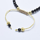 Natürliche schwarze Turmalin geflochtene Perlen Armbänder BJEW-I258-H03-2