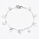 304 Stainless Steel Love Heart Charm Bracelets BJEW-G628-06P-1