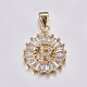 Long-Lasting Plated & Rack Plating Brass Micro Pave Cubic Zirconia Letter Pendants ZIRC-A007-03R-G-1