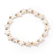 Bracelet extensible perlé étoile coquillage naturel avec laiton pour femme BJEW-JB08324-1