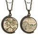 Double-sided Picture Glass Rotatable Pendant Necklaces NJEW-F200-10AB-1