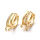 Brass Micro Pave Clear Cubic Zirconia Hoop Earring Findings ZIRC-Q201-25G-1
