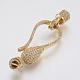 Brass Micro Pave Cubic Zirconia Fold Over Clasps ZIRC-F083-117G-RS-1