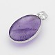 Oval Natural Amethyst Pendant G-P080-03-3