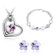 Real 18K Platinum Plated Alloy Sakura Austrian Crystal Jewelry Sets SJEW-DD0001-016B-4
