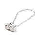 Rhodium Plated 925 Sterling Silver Magnetic Clasps with Safety Chain STER-A043-06P-2