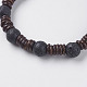 Bracelets extensibles en perles de lave naturelle BJEW-E326-08-2
