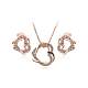 Real Rose Gold Plated Fashion Eco-Friendly Czech Rhinestone Double Heart Winding Alloy Necklaces and Earrings Jewelry Sets SJEW-AA00031-022RG-1