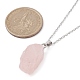 Ожерелья с подвесками из самородков из натурального розового кварца NJEW-JN04507-02-3