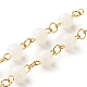 Chaînes à maillons en perles rondes à motif de rayures en résine faites à la main AJEW-JB01008-01-3