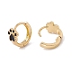 Enamel Bear Paw Print Hoop Earrings EJEW-P207-01G-01-2