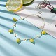 Collana pendente limone in resina con catene di fiori con perline di vetro da donna NJEW-TA00057-2