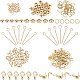 UNICRAFTALE About 120pcs Mixed Styles Jewelry Findings Includes Lobster Claw Clasps Rondelle Spacer Beads Flat Round Beads Open Jump Rings Eye Pins Bead Tips Golden Jewelry Making Kit STAS-UN0024-91-1