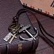 Adjustable Men's Zinc Alloy Pendant and Leather Cord Lariat Necklaces NJEW-BB16004-B-7