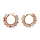 Round Synthetic Aquamarine Wire Wrapped Big Hoop Earrings for Women EJEW-TA00048-03-4