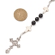 Collana con perle rosario in turchese sintetico e legno NJEW-JN04431-02-4