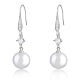 Orecchini di perle con zirconi bianchi conchiglia d'acqua dolce perla ciondola orecchini a gancio orecchini a cerchio con sfera rotonda orecchini in ottone gioielli regalo per le donne JE1097A-1