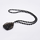 Colliers de pendentif perle obsidienne en or naturel NJEW-E116-05-1
