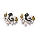 Bird and Flower Enamel Pin with Plastic Pearl JEWB-N007-098-1