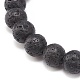 2 pièces 2 style pierre de lave naturelle et howlite bracelets extensibles perlés ronds sertis de breloques en alliage yin yang BJEW-JB08457-7