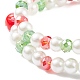 Juego de pulseras elásticas con cuentas de setas y perlas de vidrio de 2 estilos para mujer BJEW-JB08395-6