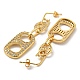 Real 18K Gold Plated Brass Dangle Stud Earrings EJEW-A033-29G-2