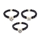Energie-Stretch-Armband mit runden Perlen aus natürlichem Obsidian und Opalit BJEW-JB06967-1