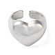 Экологичные латунные кольца-манжеты с открытым сердцем для женщин RJEW-A025-02P-2