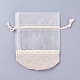 オーガンジーバッグ巾着袋  綿布で  長方形  ベージュ  16.7x12.7x0.5cm OP-WH0007-01-1