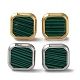 6 Pair 2 Color Square Synthetic Malachite Stud Earrings EJEW-A024-02-2