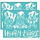 OLYCRAFT 2Pcs 11x8.6 Inch Happy Easter Self-Adhesive Silk Screen Printing Stencil Easter Gnome Elf Silk Screen Stencil Easter Bunny Egg Mesh Stencils Transfer for DIY T-Shirt Fabric Painting DIY-WH0338-230-1