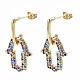 Brass Micro Pave Cubic Zirconia Dangle Stud Earrings EJEW-S208-135A-NF-1