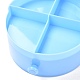 丸いプラスチック製のアクセサリー箱  カバーと鏡付きの二重層  ライトスカイブルー  11.9x7.1cm  5区画/ボックス OBOX-F006-07A-3