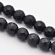 Faceted Round Natural Black Stone Beads Strands G-E302-066-6mm
