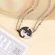 Two Tone Flat Round Puzzle Matching Necklaces Set JN1009A-3