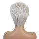 ショートストレートウィッグ  合成かつら  前髪あり  耐熱高温繊維  女性のために  銀  11.02インチ（28cm） OHAR-I019-05-2