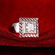 Classic Brass Cubic Zirconia Square Wide Band Finger Rings RJEW-BB00671-02-4