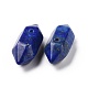 Pendentifs pointus à double borne en lapis-lazuli naturel G-C007-02A-16-3