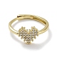 バレンタインデーレインボーカラーキュービックジルコニア調節可能なリング  真鍮ハート指輪  ゴールドカラー  usサイズ8 1/2(18.5mm) RJEW-Z023-02D-G-2