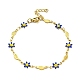 Enamel Flower & Fish Link Chain Bracelet BJEW-A142-02G-2