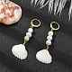 Pendientes colgantes de concha y perlas naturales con forma de concha para mujer EJEW-TA00302-2