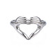 304 Stainless Steel Heart Gesture Open Cuff Ring for Women RJEW-S405-260P-2