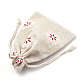 ポリコットン（ポリエステルコットン）パッキングポーチ巾着袋  印刷された雪片で  レッド  18x13cm X-ABAG-S003-02A-3