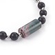 Bracelets extensibles avec pierres précieuses naturelles mélangées et perles d'agate noire (teintes) BJEW-JB04010-3